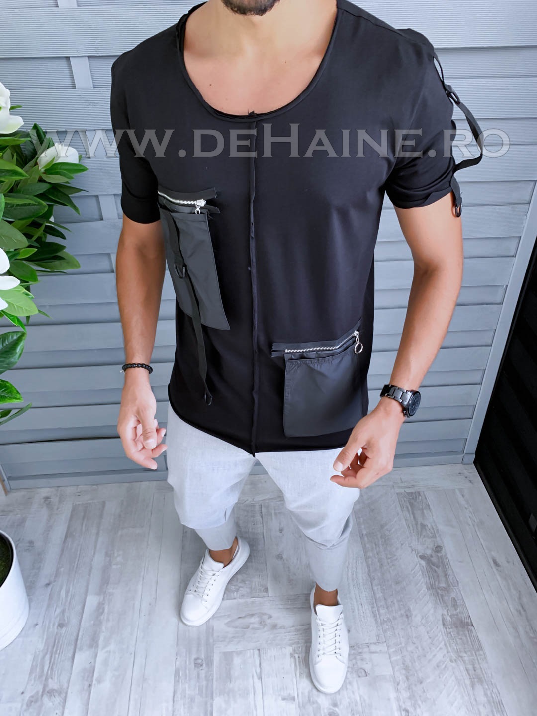 Tricou barbati negru slim fit vagabond b1960 p10-1*